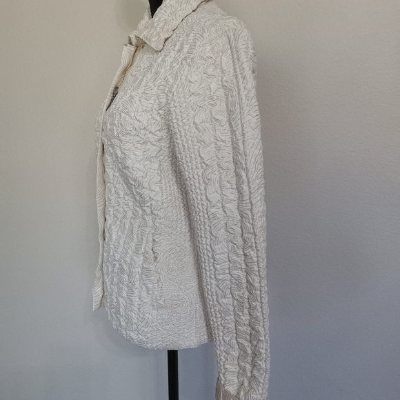 UBU Quilted Reversible Gold Swirl Cream Zip Jacket Blazer Like New - Picture 4 of 14
